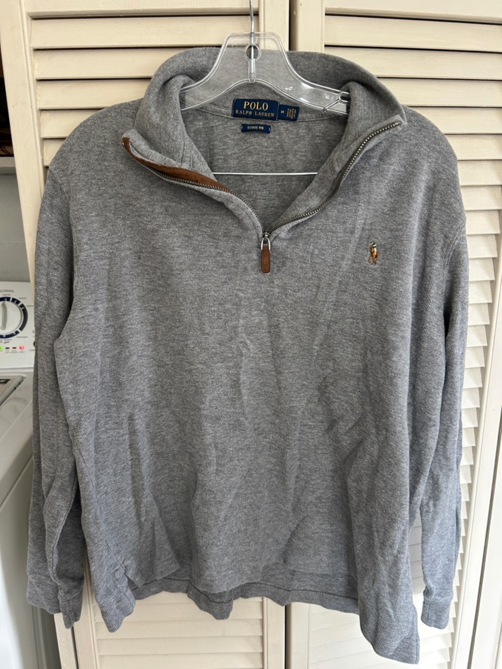 Polo Ralph Lauren estate rib Gray Half-Zip colored Pullover sweater 100% cotton